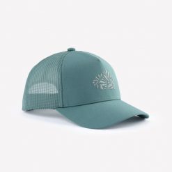 Czapka turystyczna z daszkiem Quechua Hike 500 Trucker. Zielone czapki damskie FORCLAZ, bez wzorów, z elastanu, sportowe. Za 69.99 zł.