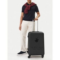 Walizka średnia Beverly Hills Polo Club. Czarne walizki damskie Beverly Hills Polo Club, bez wzorów, średnie. Za 359.99 zł.