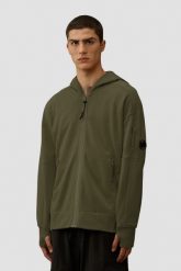 C.P. COMPANY Zielona rozpinana bluza męska Hooded Open. Zielone bluzy męskie C.P. Company, l, bez wzorów, z bawełny, bez kaptura. W wyprzedaży za 869.99 zł.