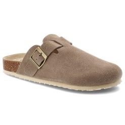 Klapki damskie Vinceza, cholewka ze skóry naturalnej zamszowej wsuwany fason korkowa lekka amortyzująca podeszwa, brązowa, 101332. Brązowe klapki damskie VINCEZA, bez wzorów, ze skóry, eleganckie, bez obcasa, bez zapięcia. Za 129.00 zł.