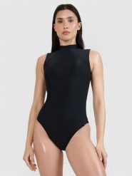 4F Kostium kąpielowy jednoczęściowy damski - czarny L. Czarne szorty damskie 4F, bez wzorów, z elastanu, klasyczne. Za 149.99 zł.