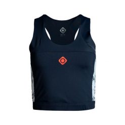 Elegancja i wygoda Eagle Top z krzyżującym się tyłem i oddychającą tkaniną. Niebieskie topy damskie IZAS, bez wzorów, z nylonu, sportowe, bez kołnierzyka, bez ramiączek. Za 139.09 zł.