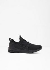 Sneakersy z miękkiego materiału. Czarne obuwie sportowe damskie bonprix, bez wzorów, bez zapięcia. Za 114.99 zł.