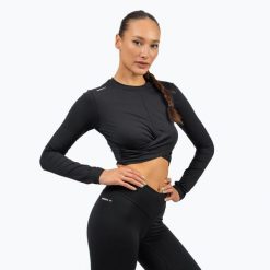 Top treningowy damski NEBBIA Elevated black. Czarne topy damskie Nebbia, bez wzorów, bez kołnierzyka, bez ramiączek. Za 249.99 zł.