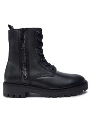 Calvin Klein Jeans Botki Combat Mid Laceup Zip Wn YW0YW01035 Czarny. Czarne botki damskie Calvin Klein Jeans, bez wzorów, z jeansu, bez obcasa, na płaskiej podeszwie, bez zapięcia. Za 849.99 zł.