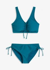 Bikini bustier (2 części) z troczkami. Czarne bikini bonprix, bez wzorów. Za 112.99 zł.