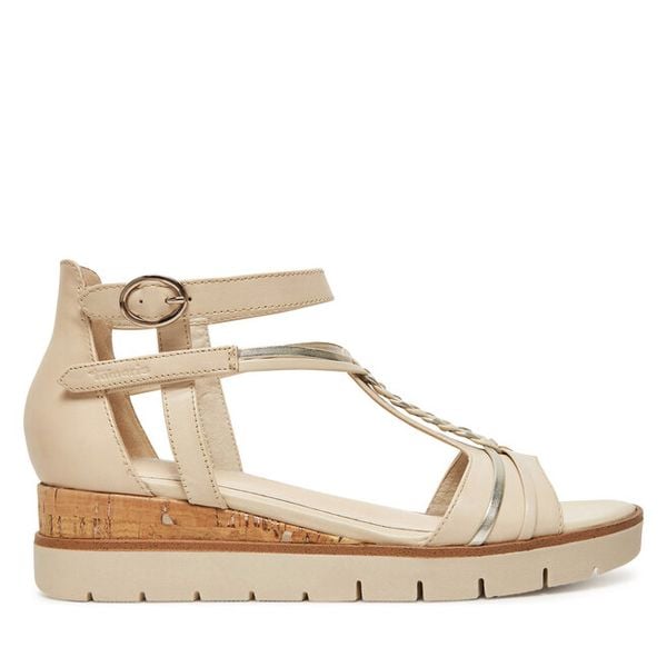 Sandały Tamaris. Brązowe sandały damskie Tamaris, bez wzorów, bez obcasa, na koturnie, bez zapięcia. Za 359.99 zł.