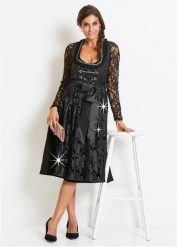 Sukienka w ludowym stylu + fartuch (kompl. 2-częściowy). Czarne sukienki damskie bonprix, bez wzorów, bez kołnierzyka, bez ramiączek. Za 679.99 zł.