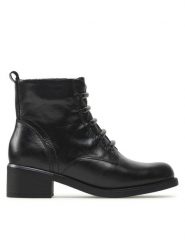 Lasocki Trzewiki WI23-KANAN-06 Czarny. Czarne botki damskie Lasocki, bez wzorów, ze skóry, bez obcasa, na płaskiej podeszwie, bez zapięcia. Za 199.99 zł.