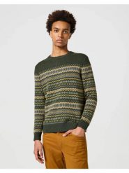 WRANGLER FAIRISLE SWEATER MĘSKI SWETER CIEPŁY VERDANT GREEN 112357294 W8F7014320. Zielone swetry męskie Lee, l, bez wzorów, bez kołnierzyka, bez ramiączek. Za 149.99 zł.