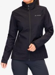 Kurtka softshell damska Vaude Cyclone Jacket VI. Czarne kurtki sportowe damskie Vaude, s, bez wzorów, z materiału, bez ramiączek, bez kaptura, trekkingowe. Za 422.39 zł.