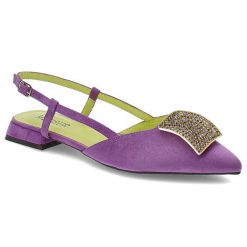 Fioletowe Sandały Menbur Eleganckie Obuwie Damskie. Fioletowe sandały damskie Menbur, bez wzorów, bez obcasa, bez zapięcia. Za 219.00 zł.