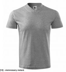 V-neck 102 - ADLER - Koszulka unisex, 160 g/m2 - ciemnoszary melanż M. Szare bluzki damskie MALFINI, m, bez wzorów, bez kołnierzyka, bez ramiączek. Za 35.18 zł.