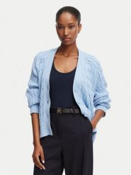 Tommy Hilfiger Kardigan WW0WW50078 Niebieski jasny Relaxed Fit. Niebieskie kardigany damskie Tommy Hilfiger, xl, bez wzorów, z bawełny, bez kołnierzyka. Za 649.99 zł.