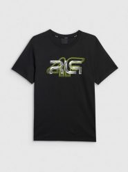 4F T-shirt regular z nadrukiem męski 4F x Robert Lewandowski - czarny XXL. Czarne t-shirty męskie 4F, l, bez wzorów, z bawełny, bez kołnierzyka, bez ramiączek. Za 99.99 zł.