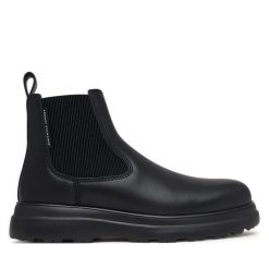 Sztyblety Armani Exchange. Czarne botki męskie Armani Exchange, bez wzorów, bez obcasa, bez zapięcia. Za 1,109.00 zł.