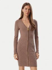 Marciano Guess Sukienka dzianinowa G6BK09 Z1547 Beżowy ciemny Regular Fit. Brązowe sukienki damskie Marciano Guess, z aplikacjami, z dzianiny, bez kołnierzyka, bez ramiączek. Za 989.99 zł.