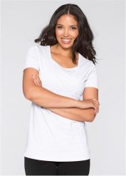 T-shirt ciążowy i do karmienia, 2 w 1 (2 szt.). Niebieskie t-shirty damskie bonprix, bez wzorów, z dżerseju, bez kołnierzyka, bez ramiączek. Za 134.99 zł.