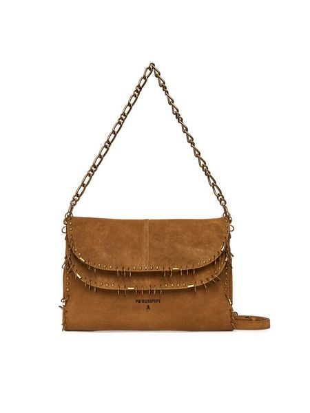 Patrizia Pepe Torebka 8B0519/L152-B768 Beżowy. Brązowe listonoszki damskie Patrizia Pepe, bez wzorów, ze skóry, bez dodatków. Za 2,099.00 zł.