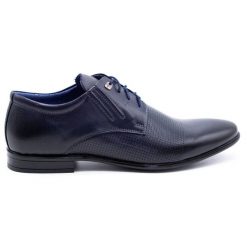 Olivier Buty wizytowe 482 granatowe niebieskie. Niebieskie buty wizytowe męskie bez wzorów, z jeansu, bez obcasa, bez zapięcia. Za 367.89 zł.