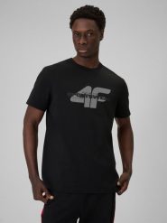 4F T-shirt regular z nadrukiem męski - czarny 3XL. Czarne t-shirty męskie 4F, m, bez wzorów, z bawełny, bez kołnierzyka, bez ramiączek. Za 59.99 zł.