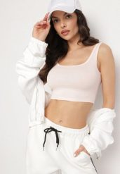 Jasnoróżowy Top z Bawełny o Krótkim Kroju Nusoviel. Czerwone topy damskie Born2be, l, z aplikacjami, z bawełny, bez kołnierzyka, bez ramiączek. Za 19.99 zł.