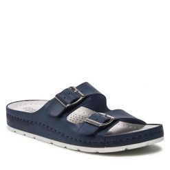 Klapki Go Soft. Niebieskie klapki damskie GO SOFT, bez wzorów, bez obcasa, bez zapięcia. Za 119.99 zł.