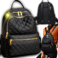 Plecak plecaczek damski torba na ramię pikowany czarny pojemny wodoodporny. Czarne plecaki damskie NoName, bez wzorów. Za 32.90 zł.