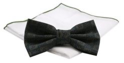 Mucha CHATTIER z Białą Poszetką - Zieleń w Geometryczny Wzór. Zielone krawaty i muchy Chattier, bez wzorów, z poliesteru, eleganckie. Za 59.00 zł.