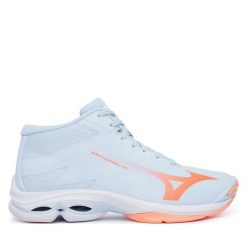 Buty halowe Mizuno. Niebieskie obuwie sportowe damskie Mizuno, bez wzorów, bez zapięcia, mizuno wave. Za 559.99 zł.
