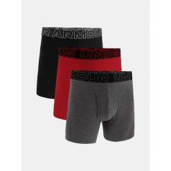 Bokserki męskie Under Armour M Perf Cotton 6 cali, szaro-szare, 3-pak. Czerwone bokserki męskie Under Armour, bez wzorów, z bawełny. Za 272.99 zł.