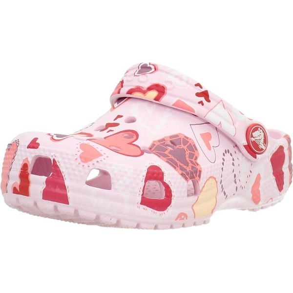 Sandały CROCS CLASSIC VDAY CLOG K Rose. Czerwone sandały damskie Crocs, bez wzorów, z syntetyku, bez obcasa, bez zapięcia. Za 222.99 zł.