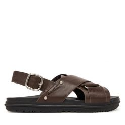 Sandały EMU Australia. Brązowe sandały damskie Emu Australia, bez wzorów, bez obcasa, na płaskiej podeszwie, bez zapięcia. Za 469.99 zł.