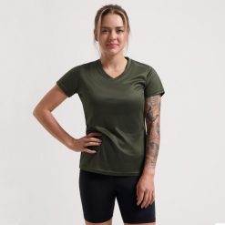 Koszulka Rogelli Promo. Zielone koszulki sportowe damskie Rogelli, bez wzorów, bez ramiączek. Za 66.30 zł.