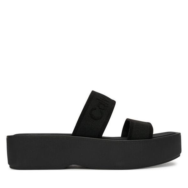 Klapki Calvin Klein. Czarne klapki damskie Calvin Klein, bez wzorów, bez obcasa, bez zapięcia. Za 240.99 zł.
