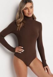 Brązowe Body z Golfem i Długim Rękawem Ophidite. Brązowe body Born2be, bez wzorów. Za 84.99 zł.
