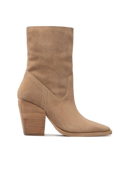 Simple Kowbojki SL-54-02-000057 Beżowy. Brązowe botki damskie SIMPLE, bez wzorów, ze skóry, bez obcasa, na słupku, bez zapięcia. Za 599.00 zł.