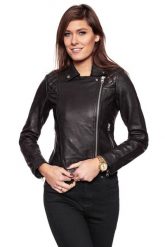DAMSKA KURTKA SKÓRZANE WRANGLER LEATHER BIKER BLACK W4109ZG01. Czarne kurtki damskie Wrangler, xs, bez wzorów, bez kaptura. Za 609.99 zł.