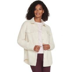Kurtka Skechers Sherpa Shacket, Kobiety. Białe kurtki sportowe damskie Skechers, bez wzorów, z poliesteru, bez ramiączek, bez kaptura, trekkingowe. Za 319.99 zł.