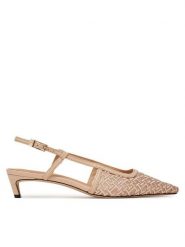 Tommy Hilfiger Czółenka Mono Squared Toe Kitten Slingb FW0FW08746 Beżowy. Brązowe czółenka damskie Tommy Hilfiger, bez wzorów, z materiału, bez obcasa, bez zapięcia. Za 489.99 zł.