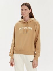 Tommy Hilfiger Bluza Monotype Flock WW0WW41236 Beżowy Relaxed Fit. Brązowe bluzy damskie Tommy Hilfiger, l, bez wzorów, z bawełny, bez ramiączek, bez kaptura. Za 469.99 zł.