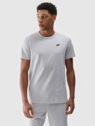 4F T-shirt regular gładki męski - szary S. Szare t-shirty męskie 4F, m, bez wzorów, z bawełny, bez kołnierzyka, bez ramiączek. Za 49.99 zł.