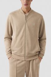 GUESS Beżowa męska bluza rozpinana Truck Interlock, Rozmiar XL. Brązowe bluzy męskie Guess, m, z aplikacjami, bez ramiączek, bez kaptura. Za 489.99 zł.