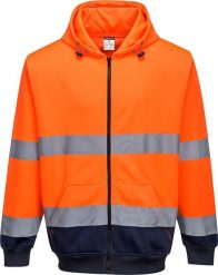 Portwest B317 - Dwukolorowa bluza z kapturem zapinana na zamek - pomarańczowy-granat 2XL. Brązowe bluzy męskie Portwest, m, bez wzorów, z kapturem. Za 160.40 zł.