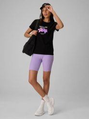 4F Legginsy kolarki z prążkowanej dzianiny damskie - fioletowe M. Fioletowe legginsy damskie 4F, bez wzorów, z dzianiny. Za 79.99 zł.