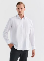PAKO LORENTE – Koszula męska biała ASANA P000B-1X-595-B. Białe koszule męskie Pako Lorente, m, bez wzorów, z bawełny, eleganckie, bez kołnierzyka, bez ramiączek. Za 99.99 zł.