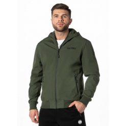 Kurtka męska Pitbull z kapturem Softshell Midway II. Zielone kurtki męskie PITBULL, l, bez wzorów, z softshellu, z kapturem. Za 249.99 zł.