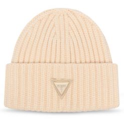 Czapka Guess. Brązowe czapki damskie Guess, na zimę, z aplikacjami. Za 154.99 zł.