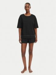 HUGO Piżama 50561609 Czarny Relaxed Fit. Czarne piżamy damskie Hugo, bez wzorów, z bawełny, bez ramiączek. Za 399.99 zł.