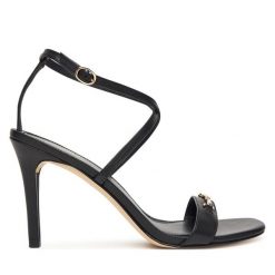 Sandały MICHAEL Michael Kors. Czarne sandały damskie MICHAEL Michael Kors, bez wzorów, ze lnu, bez obcasa, na szpilce, bez zapięcia. Za 489.99 zł.